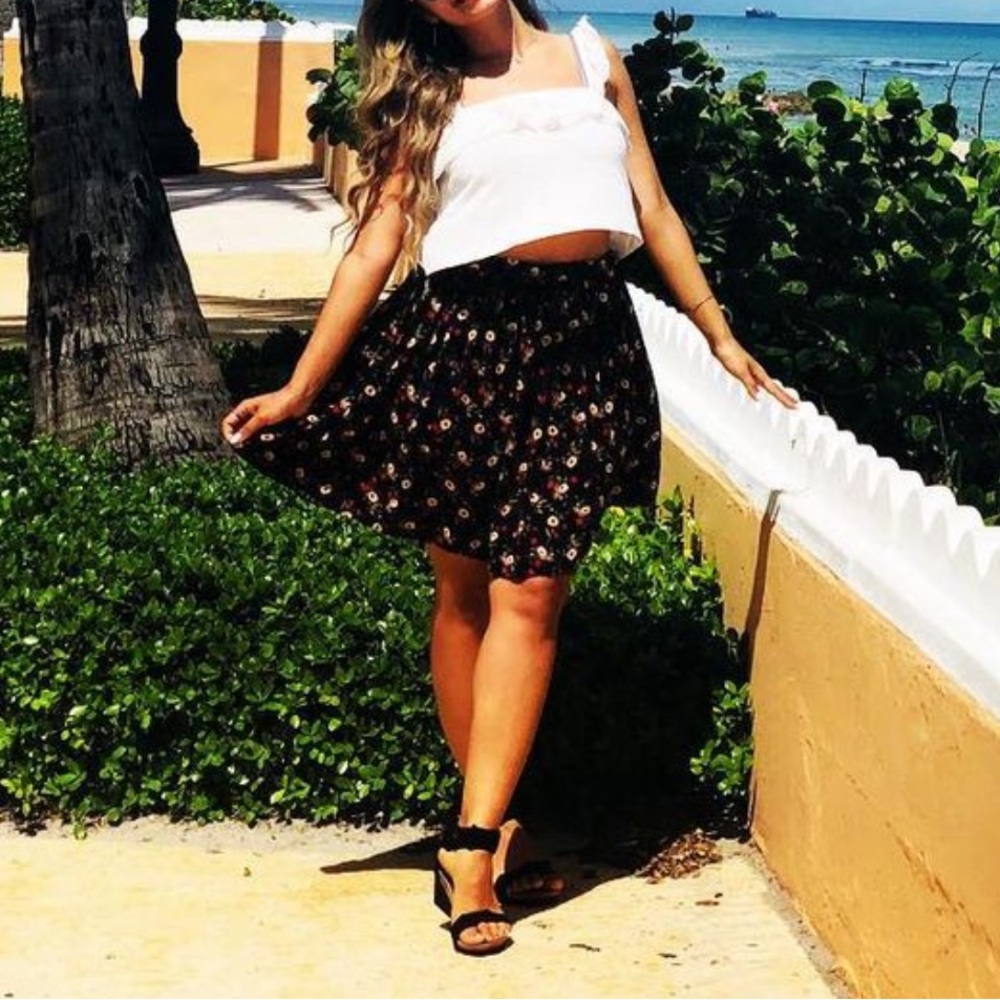 Black floral skirt